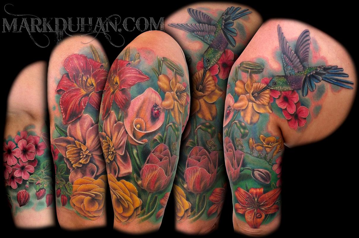 Half Leg Tattoo Sleeve Flower - wide 3